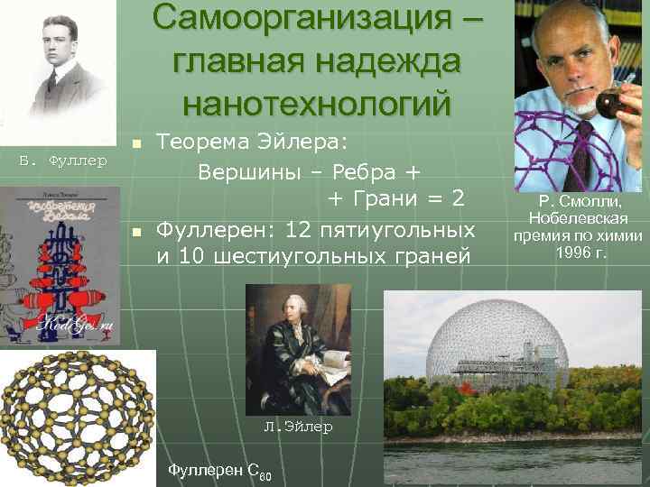 Самоорганизация – главная надежда нанотехнологий n Б. Фуллер n Теорема Эйлера: Вершины – Ребра