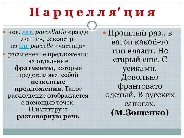 П а р ц е л л я′ ц и я нов. лат. parcellatio