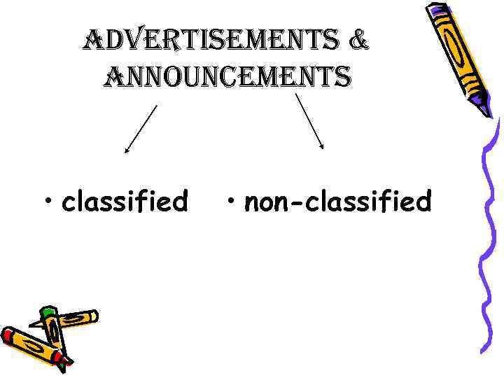 advertisements & announcements • classified • non-classified 