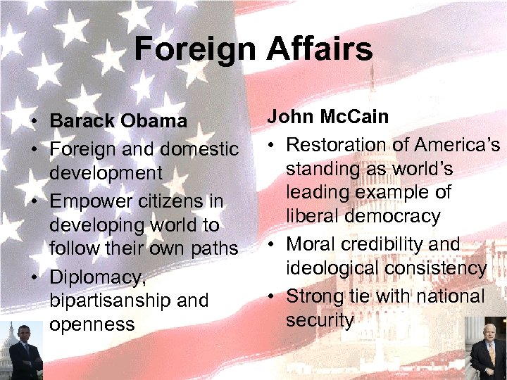 Foreign Affairs • Barack Obama • Foreign and domestic development • Empower citizens in