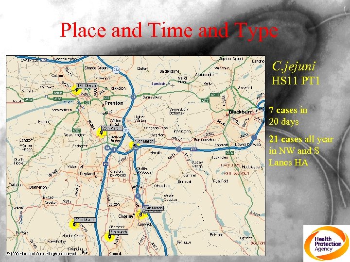 Place and Time and Type C. jejuni HS 11 PT 1 7 cases in