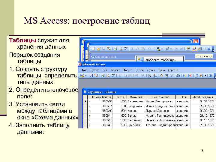 В субд ms access в полях типа можно хранить графические изображения файлы