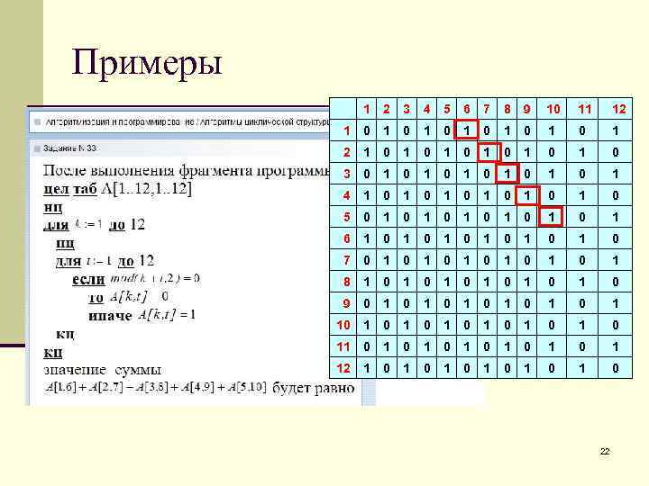 Примеры 1 2 3 4 5 6 7 8 9 10 11 12 1