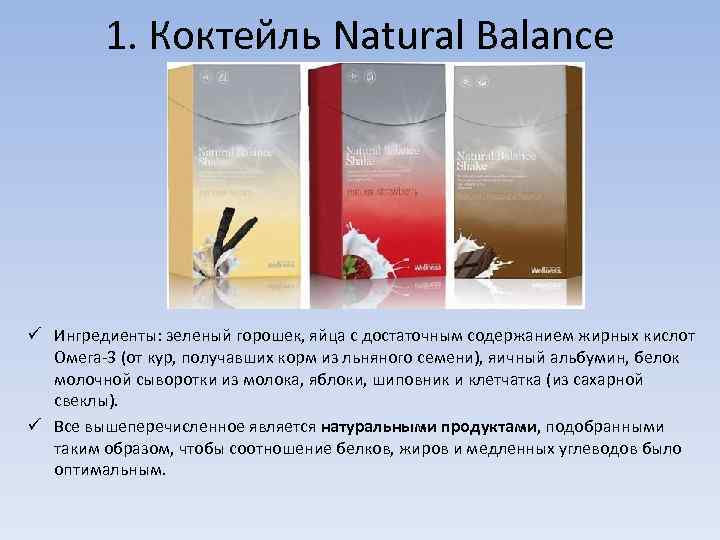 1. Коктейль Natural Balance ü Ингредиенты: зеленый горошек, яйца с достаточным содержанием жирных кислот