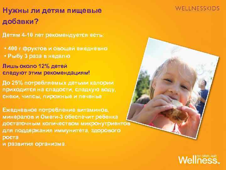 Нужны ли детям пищевые добавки? Детям 4 -10 лет рекомендуется есть: • 400 г