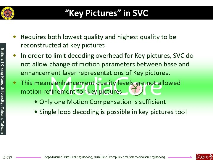 “Key Pictures” in SVC National Cheng Kung University, Tainan, Taiwan 13 -137 • Requires