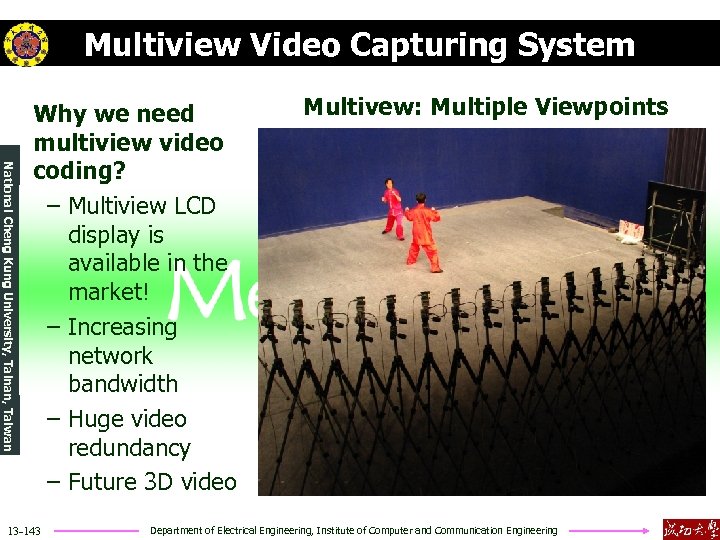 Multiview Video Capturing System National Cheng Kung University, Tainan, Taiwan Why we need multiview