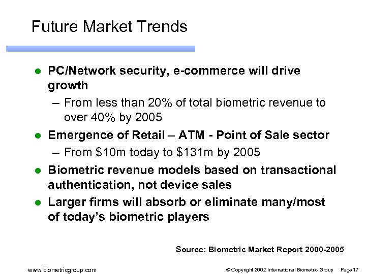 Future Market Trends PC/Network security, e-commerce will drive growth – From less than 20%