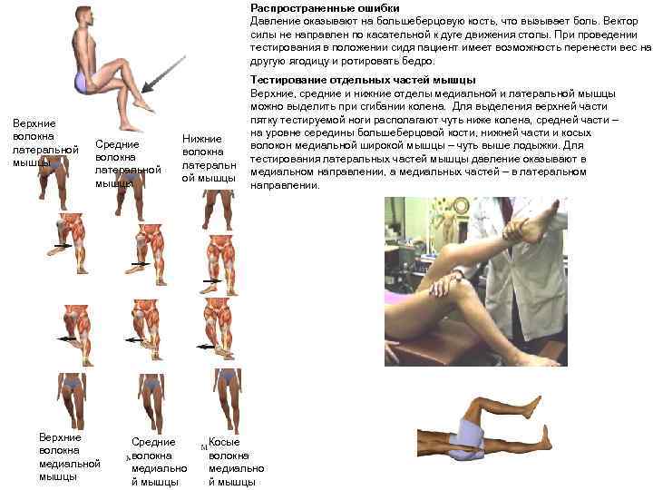 Распространенные ошибки Давление оказывают на большеберцовую кость, что вызывает боль. Вектор силы не направлен