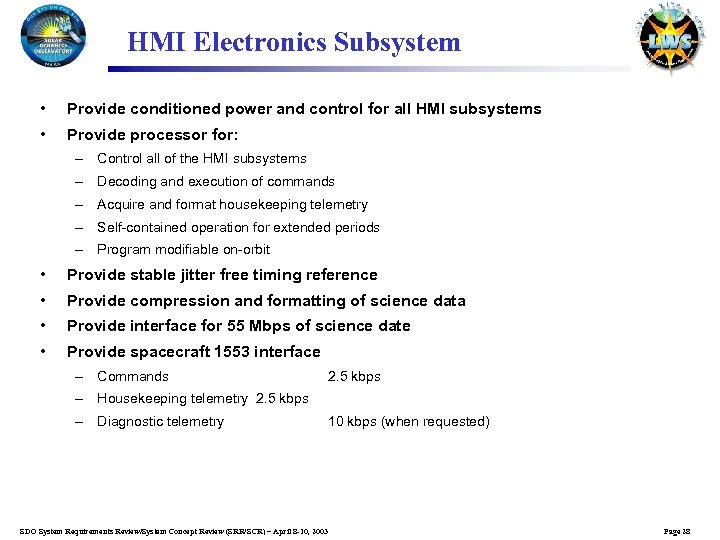 HMI Electronics Subsystem • Provide conditioned power and control for all HMI subsystems •