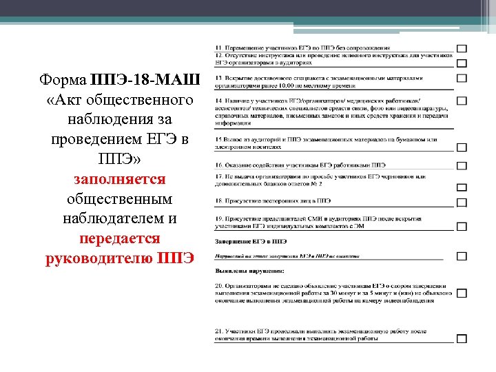 Форма ппэ 18 маш акт общественного наблюдения образец