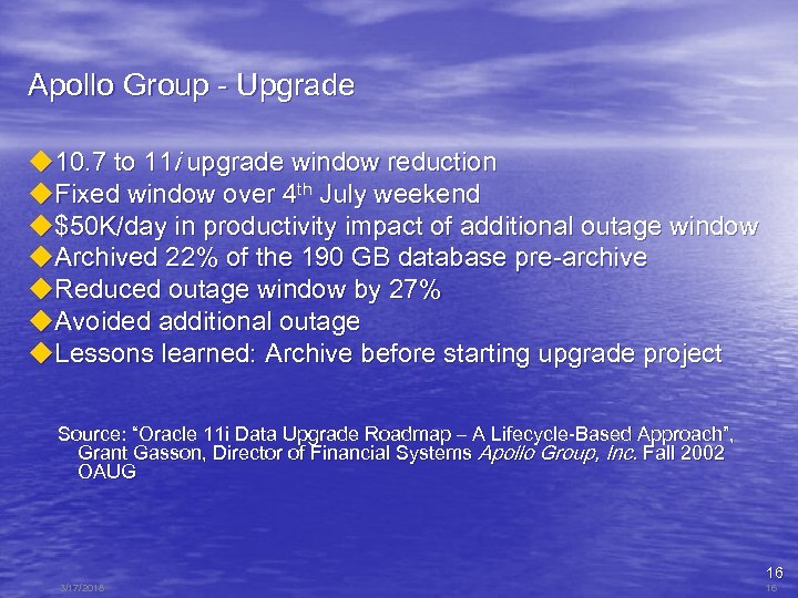 Apollo Group - Upgrade u 10. 7 to 11 i upgrade window reduction u.