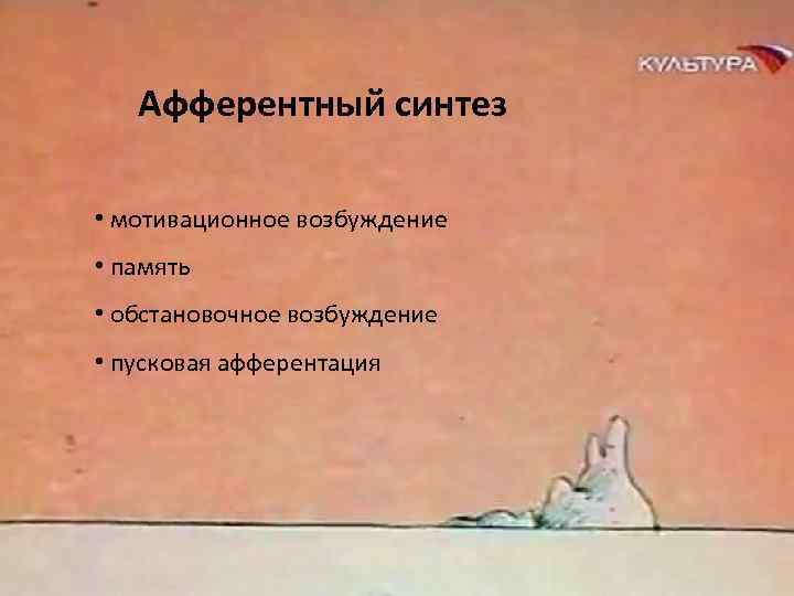 Афферентный синтез • мотивационное возбуждение • память • обстановочное возбуждение • пусковая афферентация 