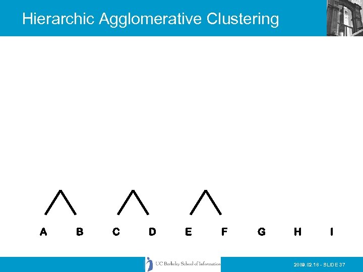 Hierarchic Agglomerative Clustering A B C D E F G H I 2009. 02.