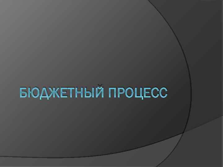 БЮДЖЕТНЫЙ ПРОЦЕСС 