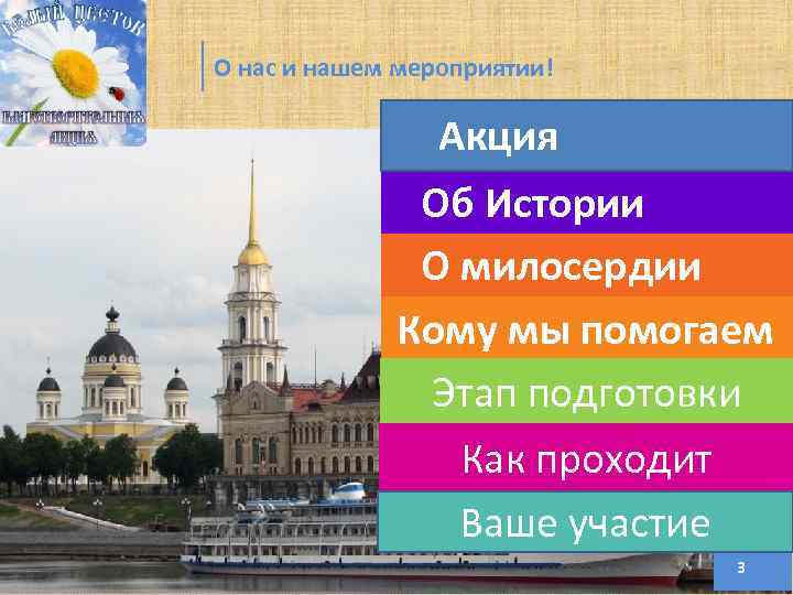 О нас и нашем мероприятии! Акция Об Истории О милосердии Кому мы помогаем Этап