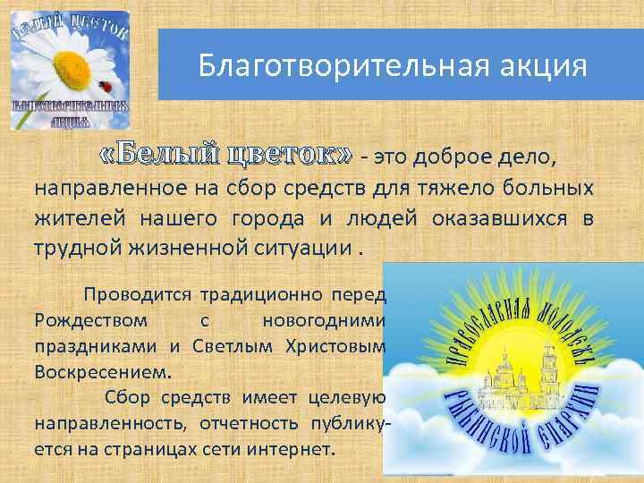 Благотворительная акция «Белый цветок» - это доброе дело, направленное на сбор средств для тяжело