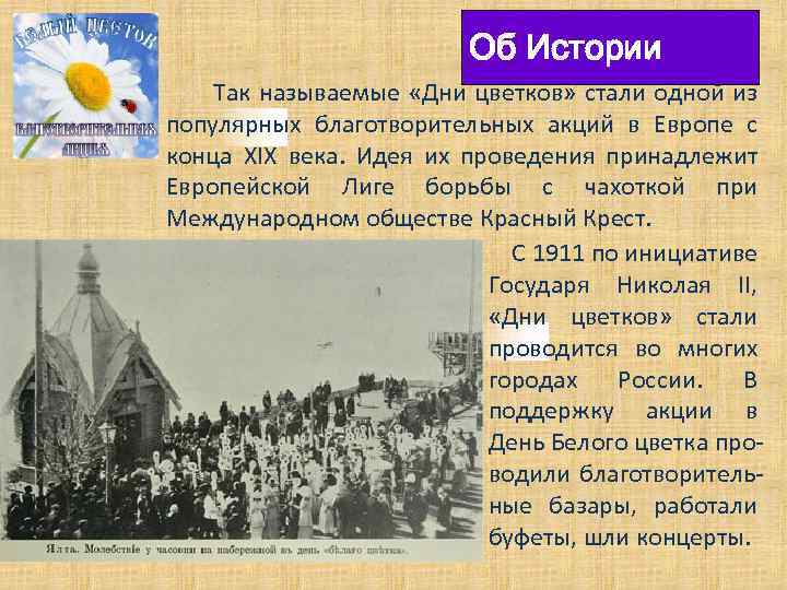 Об Истории Так называемые «Дни цветков» стали одной из популярных благотворительных акций в Европе