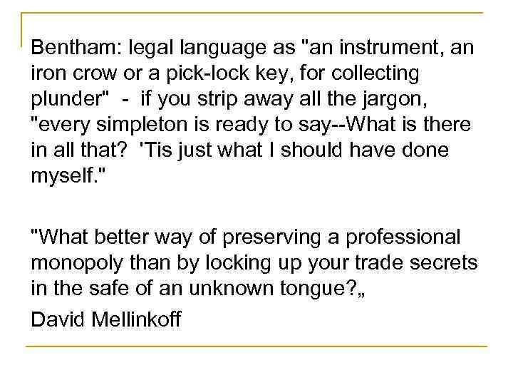 Bentham: legal language as 