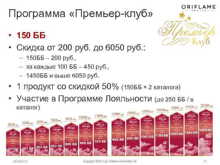 Программа «Премьер-клуб» • 150 ББ • Скидка от 200 руб. до 6050 руб. :