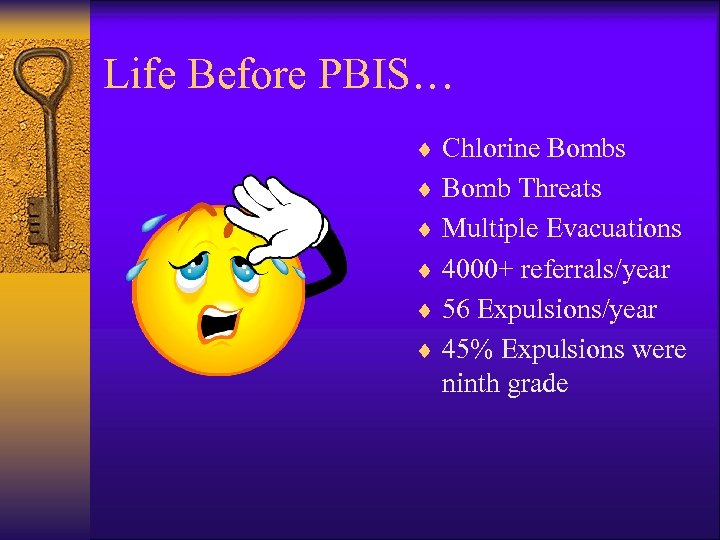 Life Before PBIS… ¨ Chlorine Bombs ¨ Bomb Threats ¨ Multiple Evacuations ¨ 4000+