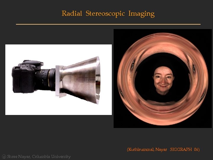 Radial Stereoscopic Imaging (Kuthirummal, Nayar SIGGRAPH 06) c Shree Nayar, Columbia University 