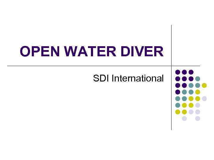 OPEN WATER DIVER SDI International 