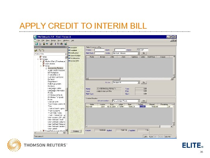 APPLY CREDIT TO INTERIM BILL 36 