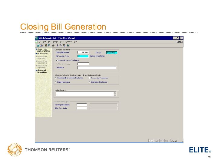 Closing Bill Generation 76 