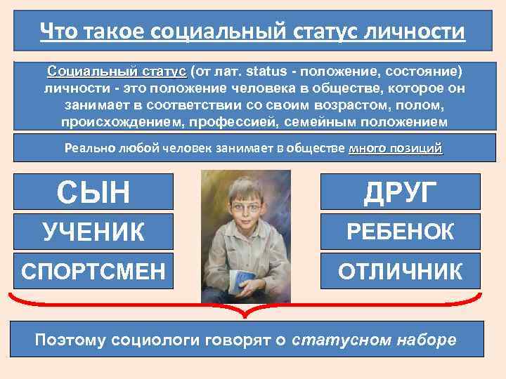 Что такое социальный статус личности Социальный статус (от лат. status - положение, состояние) личности