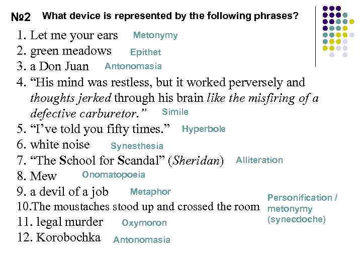 № 2 What device is represented by the following phrases? 1. Let me your