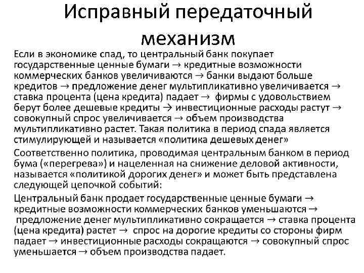 Исправный передаточный механизм 