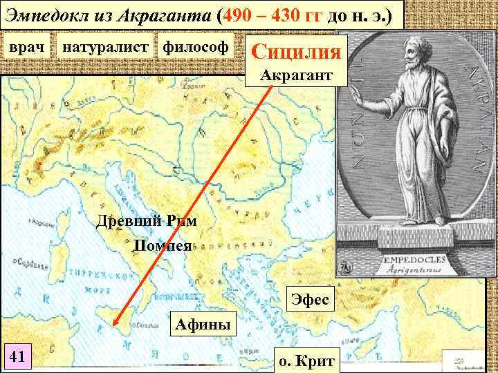 Эмпедокл из Акраганта (490 – 430 гг до н. э. ) врач натуралист философ