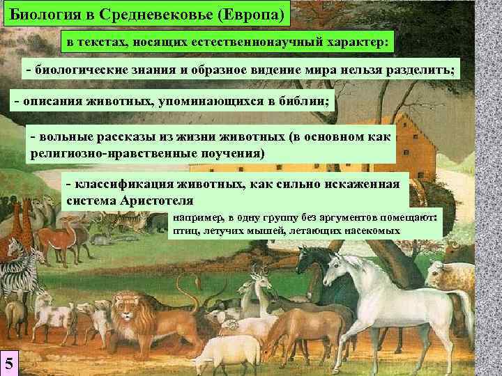 Биология в Средневековье (Европа) в текстах, носящих естественнонаучный характер: - биологические знания и образное