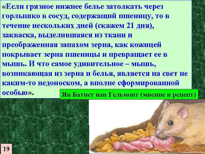  «Если грязное нижнее белье затолкать через горлышко в сосуд, содержащий пшеницу, то в