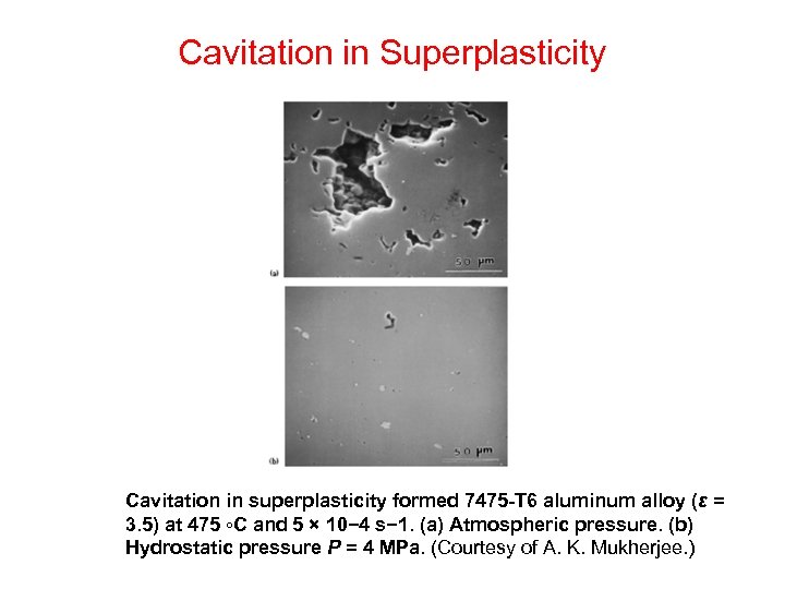 Cavitation in Superplasticity Cavitation in superplasticity formed 7475 -T 6 aluminum alloy (ε =