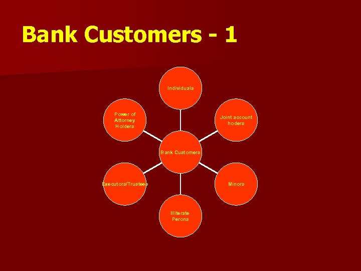 Bank Customers - 1 Individuals Power of Attorney Holders Joint account hoders Bank Customers