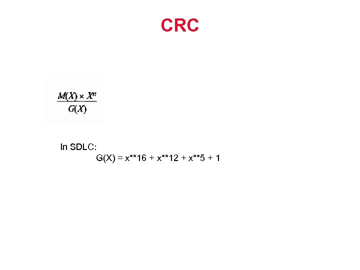 CRC In SDLC: G(X) = x**16 + x**12 + x**5 + 1 