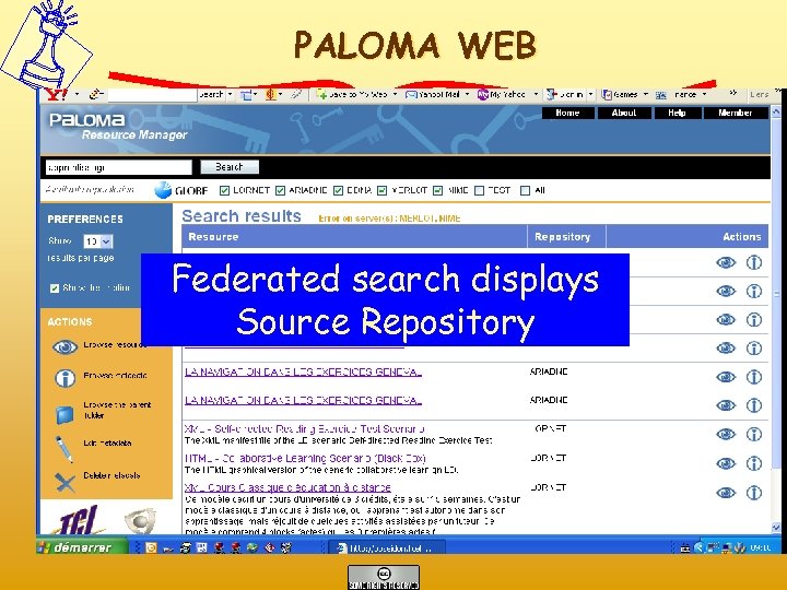 PALOMA WEB Federated search displays Source Repository 