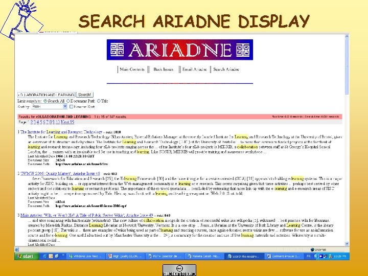 SEARCH ARIADNE DISPLAY 