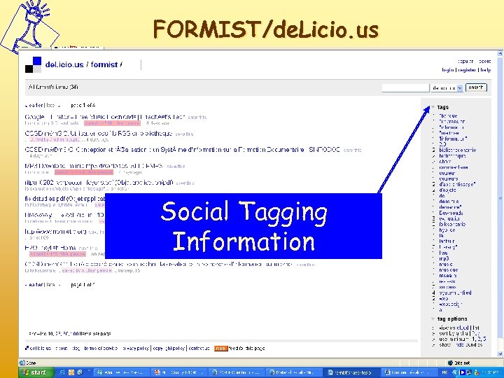 FORMIST/de. Licio. us Social Tagging Information 