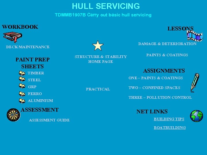 HULL SERVICING TDMMB 1907 B Carry out basic hull servicing WORKBOOK LESSONS DAMAGE &