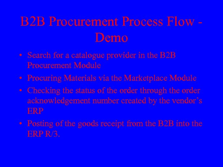 B 2 B Procurement Process Flow Demo • Search for a catalogue provider in