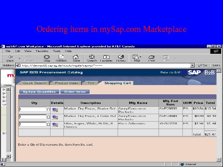 Ordering items in my. Sap. com Marketplace 