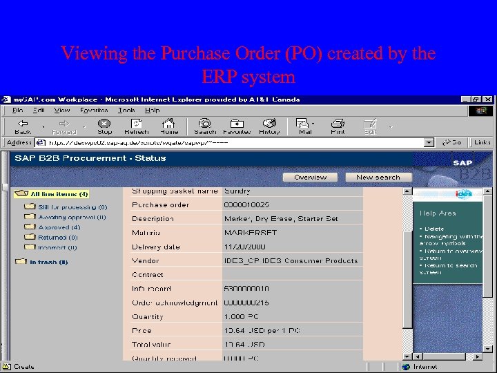 Viewing the Purchase Order (PO) created by the ERP system 