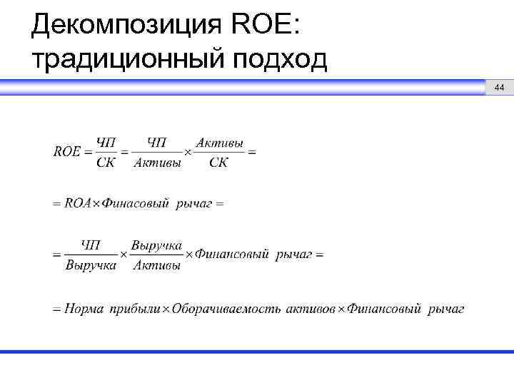 Декомпозиция ROE: традиционный подход 44 