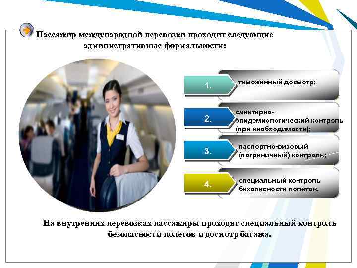 Пассажир международной перевозки проходит следующие административные формальности: Text in here 1. 2. Text in