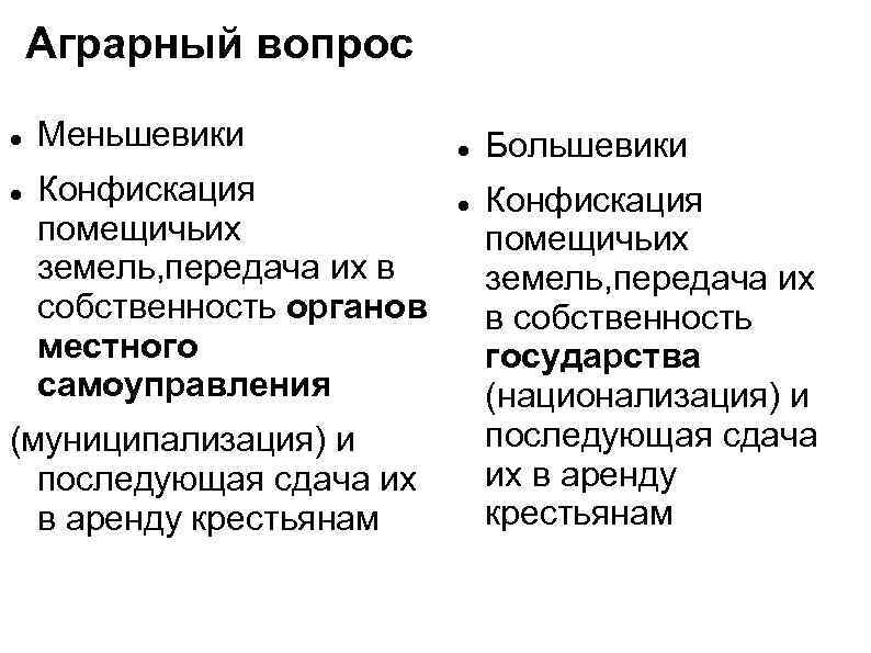 Проект муниципализации земли выдвинули выберите вариант ответа большевики кадеты меньшевики