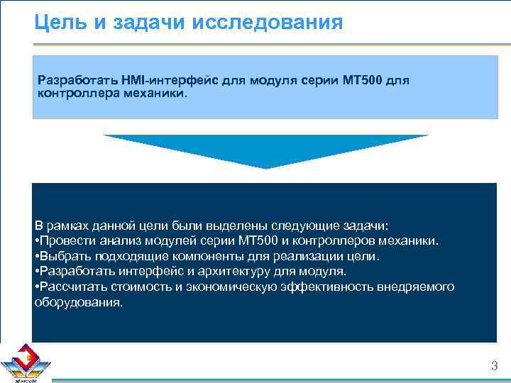 Цель и задачи исследования Разработать HMI-интерфейс для модуля серии MT 500 для контроллера механики.