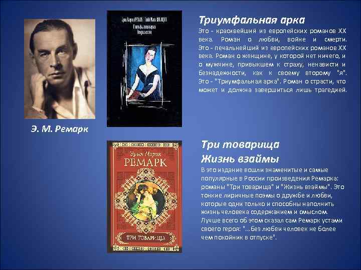 Триумфальная арка Это - красивейший из европейских романов XX века. Роман о любви, войне